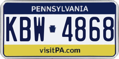PA license plate KBW4868