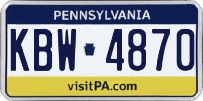 PA license plate KBW4870