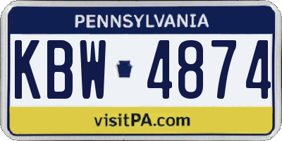 PA license plate KBW4874