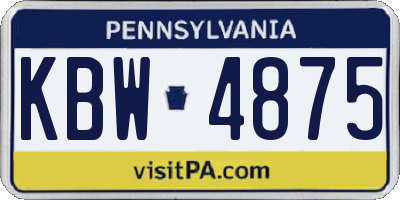 PA license plate KBW4875