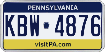 PA license plate KBW4876