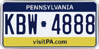 PA license plate KBW4888