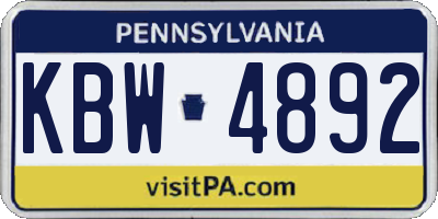 PA license plate KBW4892