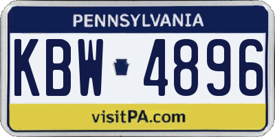 PA license plate KBW4896