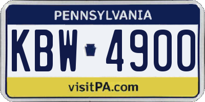 PA license plate KBW4900