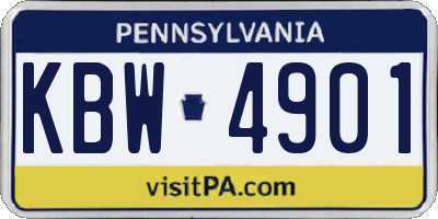 PA license plate KBW4901