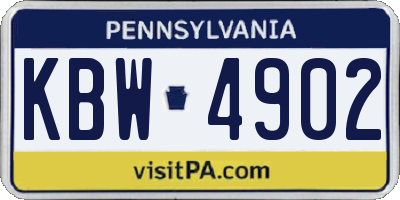 PA license plate KBW4902