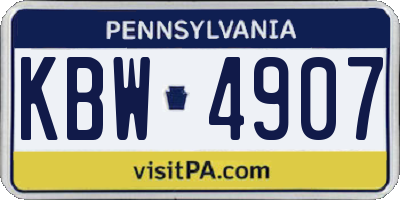 PA license plate KBW4907