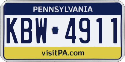 PA license plate KBW4911