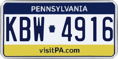 PA license plate KBW4916