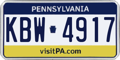 PA license plate KBW4917