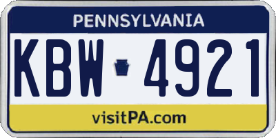 PA license plate KBW4921