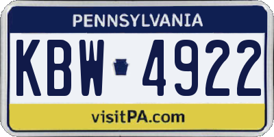 PA license plate KBW4922