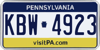 PA license plate KBW4923