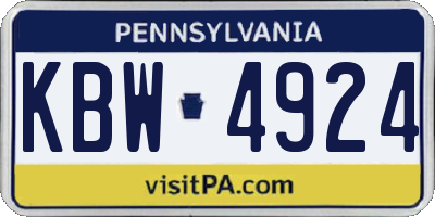 PA license plate KBW4924