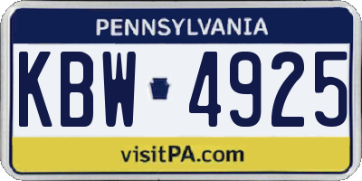 PA license plate KBW4925