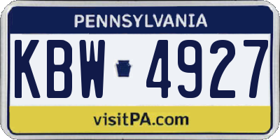 PA license plate KBW4927