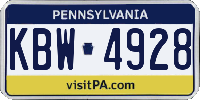 PA license plate KBW4928