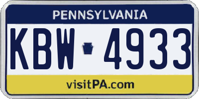 PA license plate KBW4933