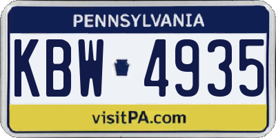 PA license plate KBW4935