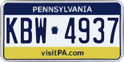 PA license plate KBW4937