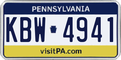 PA license plate KBW4941