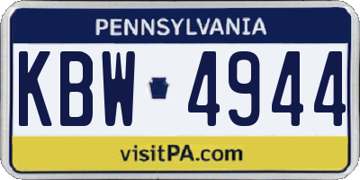 PA license plate KBW4944