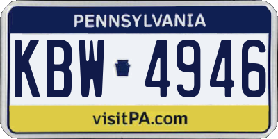 PA license plate KBW4946