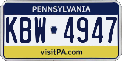 PA license plate KBW4947
