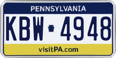 PA license plate KBW4948