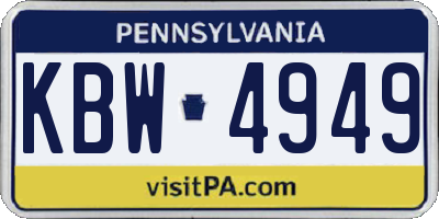 PA license plate KBW4949