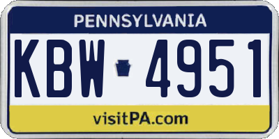 PA license plate KBW4951
