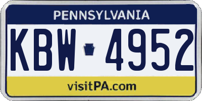PA license plate KBW4952