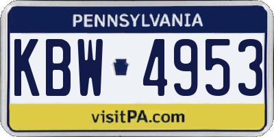 PA license plate KBW4953