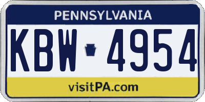 PA license plate KBW4954