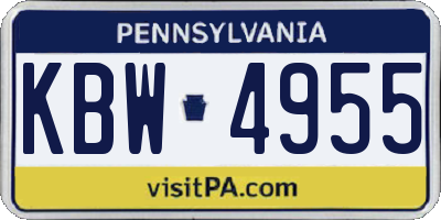 PA license plate KBW4955