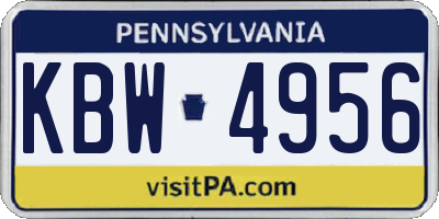 PA license plate KBW4956