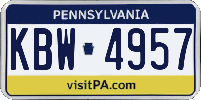 PA license plate KBW4957