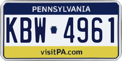 PA license plate KBW4961