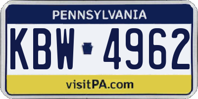 PA license plate KBW4962