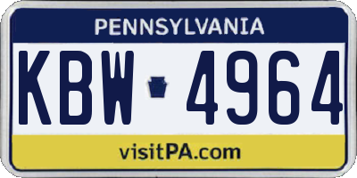 PA license plate KBW4964