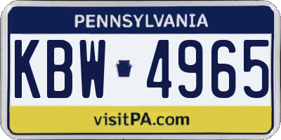 PA license plate KBW4965