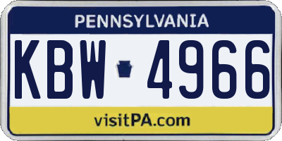 PA license plate KBW4966