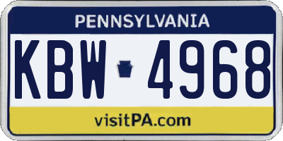PA license plate KBW4968
