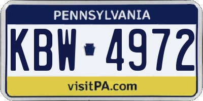 PA license plate KBW4972