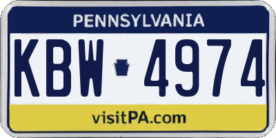 PA license plate KBW4974