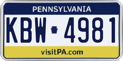 PA license plate KBW4981