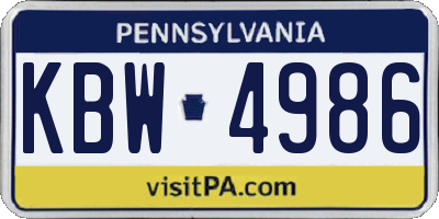 PA license plate KBW4986