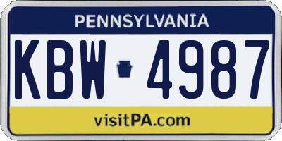 PA license plate KBW4987