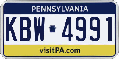 PA license plate KBW4991